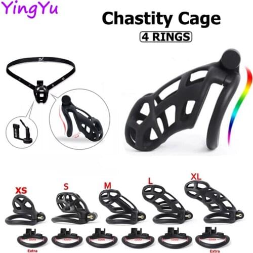 2021 New Upgrade Cobra Male Chastity Device Arc-shaped 4 Penis Rings Resin Cock Cage Chastity Belt Penis Lock Sex Toys For Men