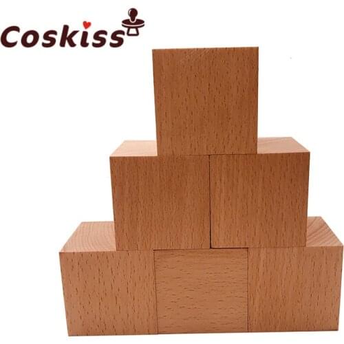 Beech Wood Teether Square Wooden Baby Biter Wood Teething Building Blocks Accessories Beech Early Educational Toy Kids