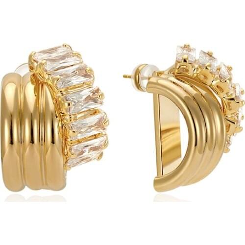 Simple lightweight diamond-encrusted circle earrings Joker new earrings female tide