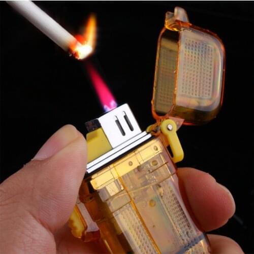 Transparent Windproof Gas Lighter Portable Plastic Gas Waterproof Inflatable Lighter Mens Smoking Accessories Gadgets