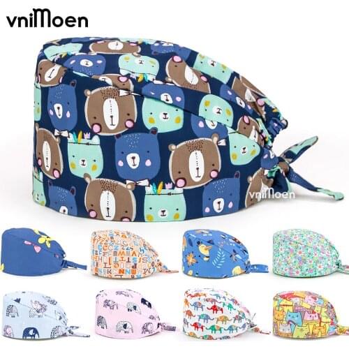 New wholesale Unisex Doctores enfermera scrubs work hat cartoon pet grooming hat women beauty and health working cap accessories