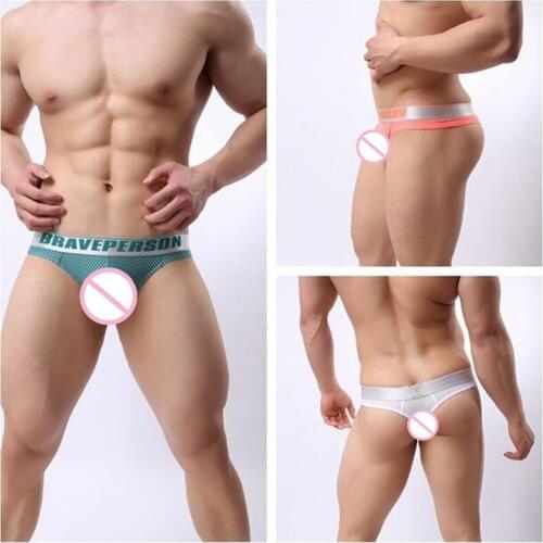 Brave Person Brand Sexy Mens Thongs And G Strings Exotic Jockstrap Men Tanga Hombre Nylon Low-Rise Mens Thong Underwear 3pcs/lot