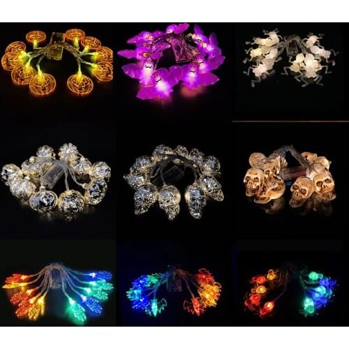 1.5m Halloween Decoration Pumpkin Ghost Skull Bat Spider Led Light String for Festival Party Bedroom Home Decor Fairy Garland