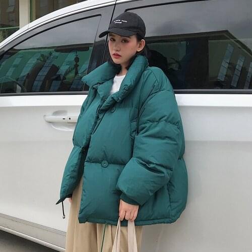 Loose Womens Jackets For Winter Korean Style Solid Woman Parkas Bread Jacket Stand Collar Thick Cotton Female Cold Coat Outwear