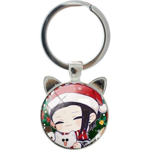 TAFREE Anime Spells Return To War Pattern Cat Ear Keychain Novelty Handmade Silver-plated Ornaments Men And Women Accessories