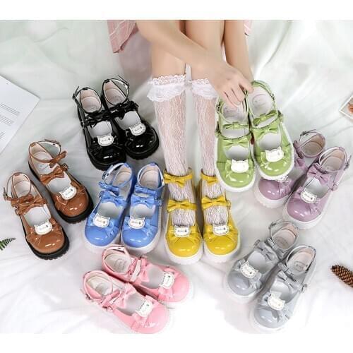 Anime Lolita Shoes Japanese flat-bottom cute college style Kawaii Girl Tea Party Cosplay JK Uniform Lolita Shoes