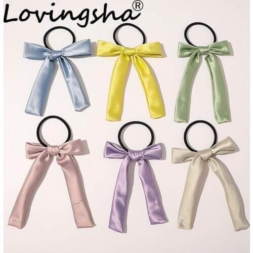 LOVINGSHA Bow Ribbon Women Hair Accessories For Ladies Hair Tie Girl Scrunchies Ponytail Hair Female Holder Rope FC240