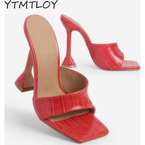 2021 Summer Womens Shoes Shallow Mouth Square Ladies Wedge Sandals Sexy Thin High Heel Sandals Slippers Fashion Womens Shoes