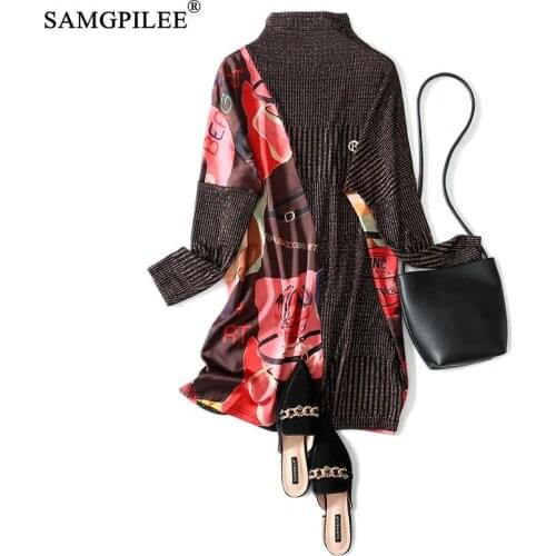 Women Autumn Casual Dresses 2021 A-line Patchwork Full Sleeve Dress For Woman Empire Turtleneck Plus Size Women Dresses 3XL
