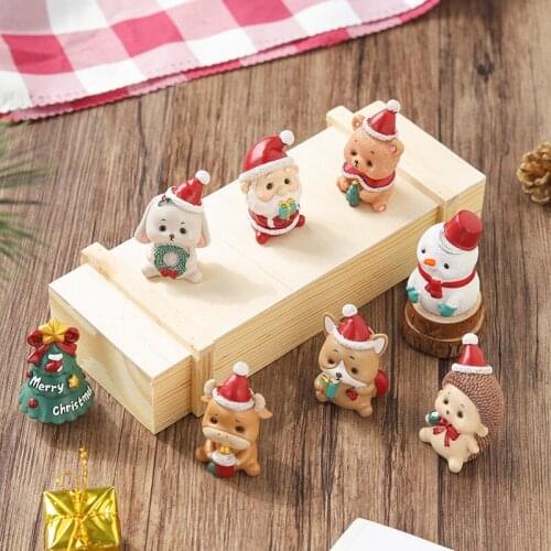 12pcs European style creative resin crafts Mini Christmas family small animal ornaments Christmas gifts