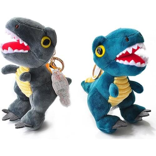 13CM Cute Cartoon Dinosaur Plush Toy Pendant Super Soft Stuffed Doll Pendant With Metal Keychain Super Soft Short Plush