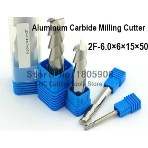 2 Flute 2F*6.0*6*15*50 CNC tool tungsten alloy milling cutter special flat aluminum alloy cutter aluminum alloy milling cutter