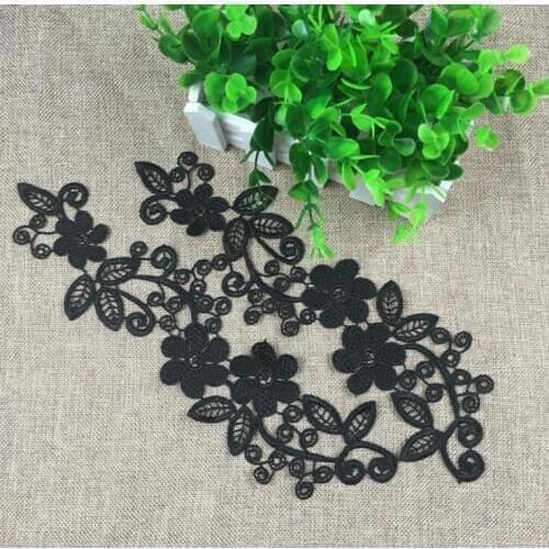 2 Pairs/4 Pieces Black White Lace Applique Flower Lace Fabric Decoration For Garment Accessories Sew On Cloth Costure Craft