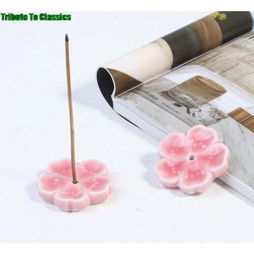 2PCS Pink Lotus Japanese Style Ceramic Incense Stick DIY Home Bedroom Aromatherapy Incense Holder Decoration New
