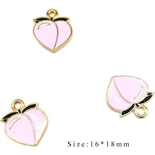 20pcs/Lot Peach 16*18mm Diy Design for Jewelry Making Earring Bracelet or Necklace Handmade Enamel Charms