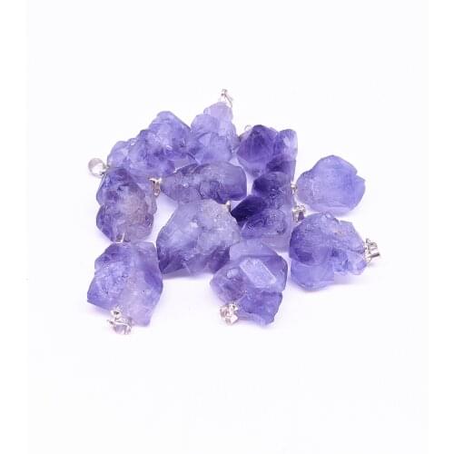 20pcs/lot Natural Raw Amethysts Rough Stone Pendant Geode Druzy Cluster Flower Amethysts Pendants For Necklace Jewelry Making