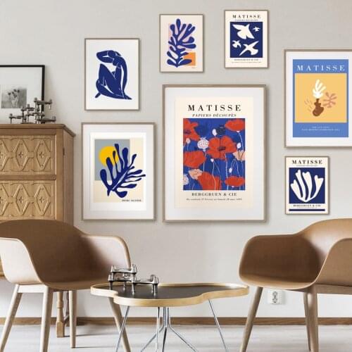 Abstract Blue Leaf Flower Coral Body Posters and Prints Nordic Wall Art White Dove Canvas Painting Picture for Living Room Decor