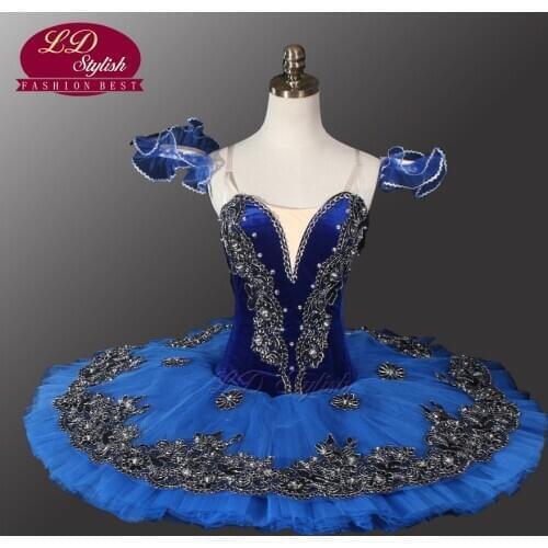Velvet Blue Bird Ballet Tutu Black Swan Ballet Tutu Professional Ballet Tutu For Competition Stage Performance LD0013