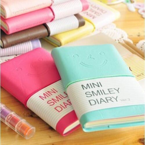 Free shipping Diary Cute Charming Mini Portable Smile Smiley Paper Notebook Memo Note Book