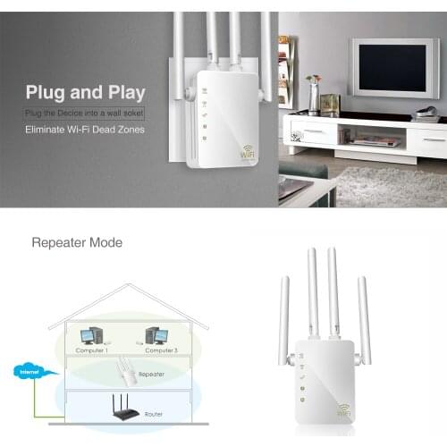 1200Mbps Wireless WiFi Repeater WiFi Booster WiFi Amplifier Wi-Fi Long Signal Range Extender Wi Fi repeater 802.11N Access point