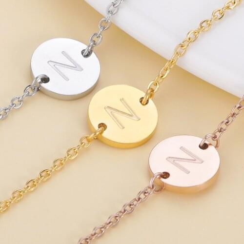 Stainless Steel Letter Bracelet For Women Men Fashion Alphabet Charm Bangles Gold Adjustable Chain Stackable Couple Jewelry Gift