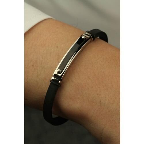 Estiva Black Adjustable Surgical Steel Bracelet