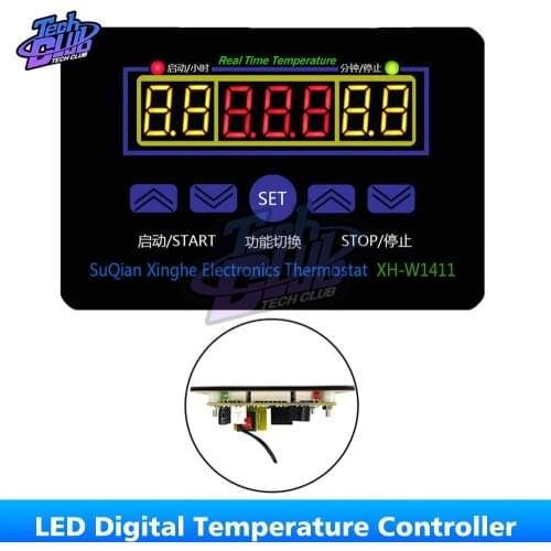XH-W1411 W1411 DC 12V Display Digital Temperature Controller Multi-function Temperature Thermostat Control Switc AC 110-220V