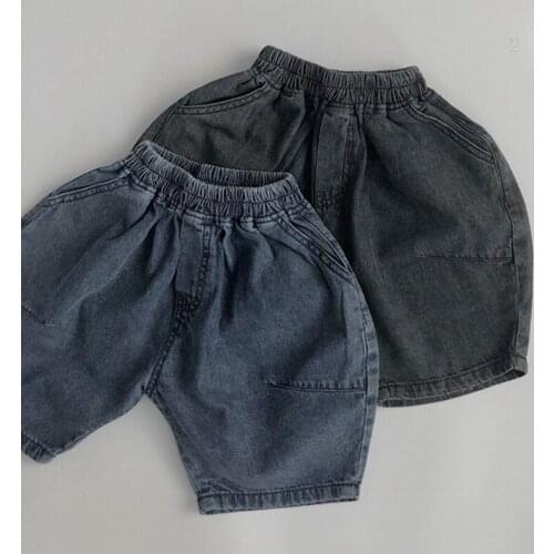 Summer Baby Boys Girls Solid Color Denim Shorts Childrens Clothing Korean Japan Style Kids Casual Fashion Pants
