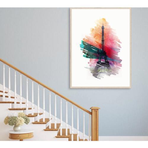 Eiffel Tower Wall Art Decor Print And Poster , Watercolor Paris Eiffel Towe Print Wall Pictures Canvas Painting Art Wall Decor