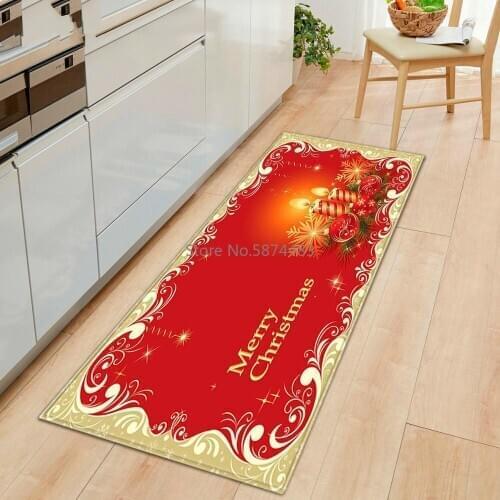 Flannel Carpet Christmas Decor For Home Rug Bathroom Doormat Merry Christmas Deco 2020 Navidad Xmas Party Decor Happy New Year
