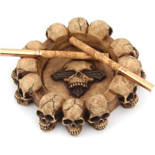 HOT Skeleton Head Resin Ashtray Skull Ghost Beauty Statue Craft Ashtray Tobacco Ash Box Sculpture Statue Cigarette Ash Container
