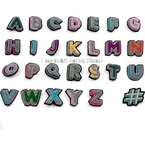 Indian silk embroidery letter brooch , Anti-look badge, Simple pin decorated corsage, Creative wild jewelry