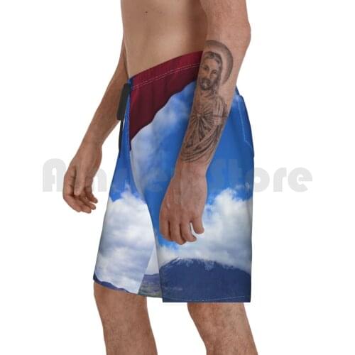 South Of Chile Beach Shorts Men Beach Pants Swimwear Chile Country Flag Landscape Nature Mountain Travel Vacations