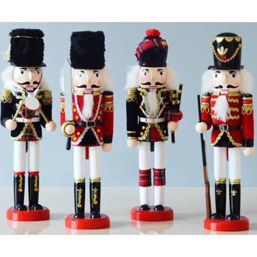 4PC SET New style nutcracker solid wood packaging cloth creative household unique crafts display special wholesale statues Home