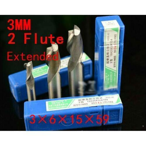 5pcs/set 3mm two 2 Flute HSS & Extended Aluminium End Mill Cutter CNC Bit Milling Machinery tools Cutting tools