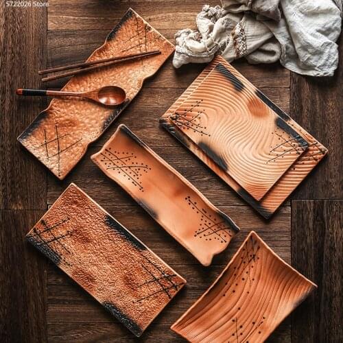 Creative Japanese ceramic rectangular plate personalized restaurant flat plate sushi plate swing plate dessert plate tableware