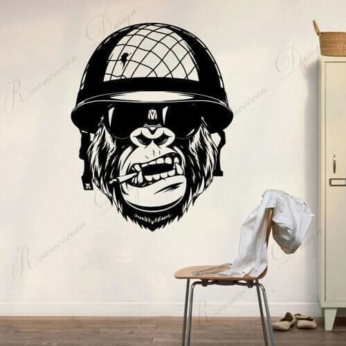 Cool Gorilla Soldiers Vinyl Wall Sticker Home Decor For Kids Room Boy Bedroom Game Decals House Decoration Mural Wallpaper 4194