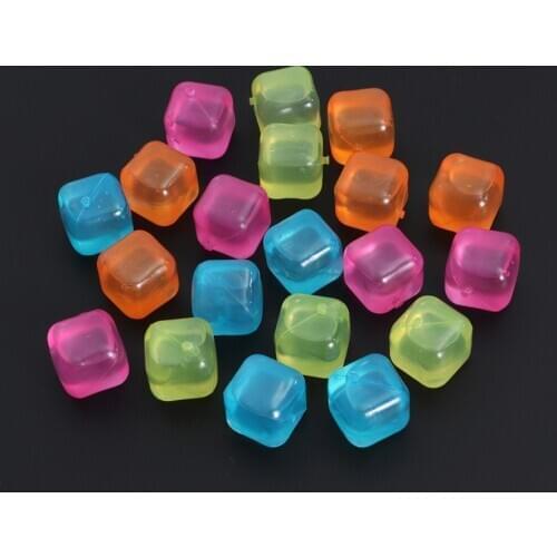 20pcs/Pack Square Reusable 3D Ice Cubes Multicolor Cooling Tool for Party Reusable Ice Cubes (Random Color)