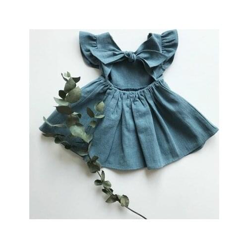 Summer Dress Toddler Girl Clothes Sleeveless Sweet Cotton Linen Childrens Dress Infantil Bow Princess Girls Dresses 2-6 Years