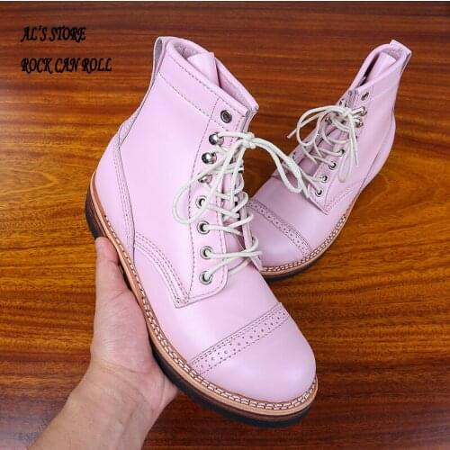 LLP8111 RockCanRoll Size 35-50 Super Quality Genuine Italian Cow Leather Handmade Goodyear Welted Boots Custom Made Service OK