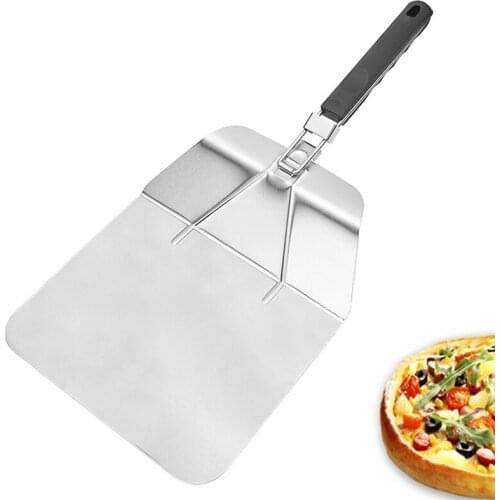 Durable Stainless Steel Pizza Shovel Pizza Paddle With Folding Handle Anti Slip Pizza Spatula Bake Homemade Bread Tool