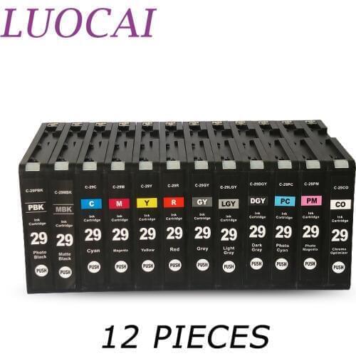 LuoCai 12 PCS Pigment Ink Cartridges Compatible For Canon PGI-29 PGI29 pgi-29 pgi29 PIXMA PRO-1 Printer