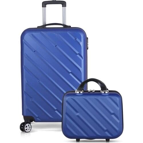 Oil Blue Unisex 2'li Set, Makeup and Cabin Size Suitcase