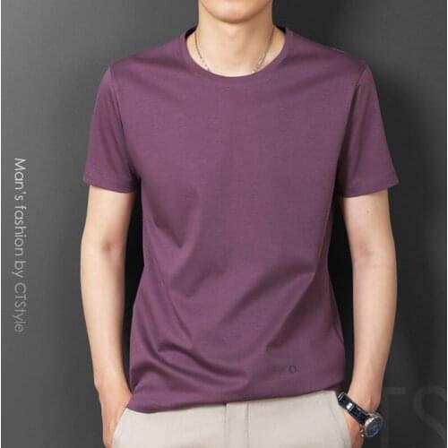 Mercerized Cotton Mens Short Sleeve Round Neck