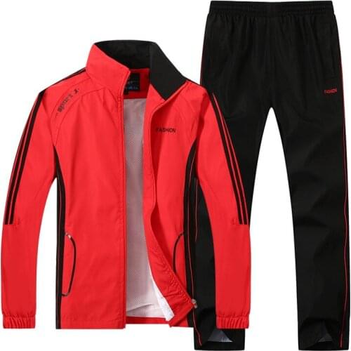 New Mens Set Spring Autumn Men Sportswear 2 Piece Set Sporting Suit Jacket+Pant Sweatsuit Male Clothing Tracksuit Size L-5XL