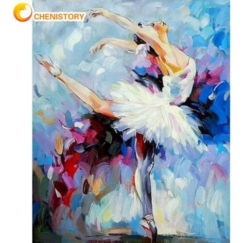 CHENISTORY DIY Oil Painting By Numbers Ballet Dancer Figure Picture By Number Handmade Unique Gift 40x50 Framed On Canvas Craft