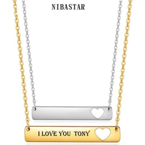 NIBASTAR Personalized Square Custom Necklace For Woman Engrave Name ID Time Number Plate Necklace Simple Fashion Chain Jewelry
