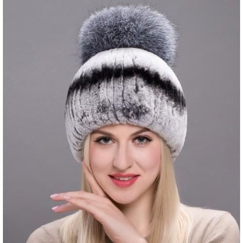 Autumn Winter Real Rabbit Fur Hat Female Natural Furry Fox Hair Ball Russian Hat New Winter Warm Hat Real Rabbit Fur Fashion New