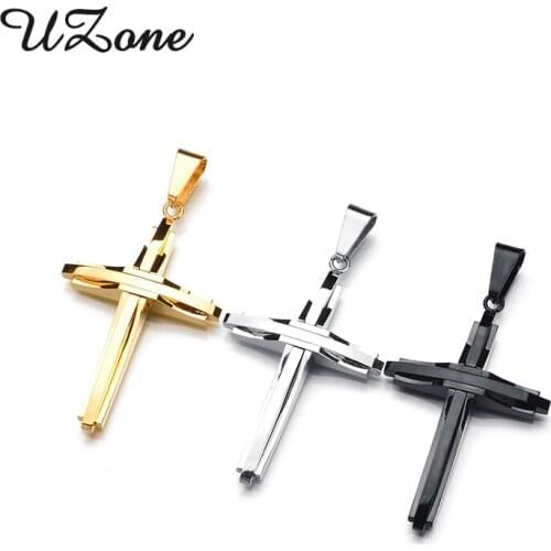 UZone Punk Rock Crucifix Cross Pendant Necklace Stainless Steel Men Amulet Necklace Maxi Necklace