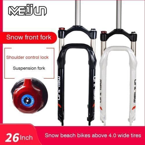 MEIJUN Snow Bike Front Fork For A Bicycle 26inch Aluminum Alloy Air Gas Fat Fork Bike For 4.0"Tire Bicycle Accessories
